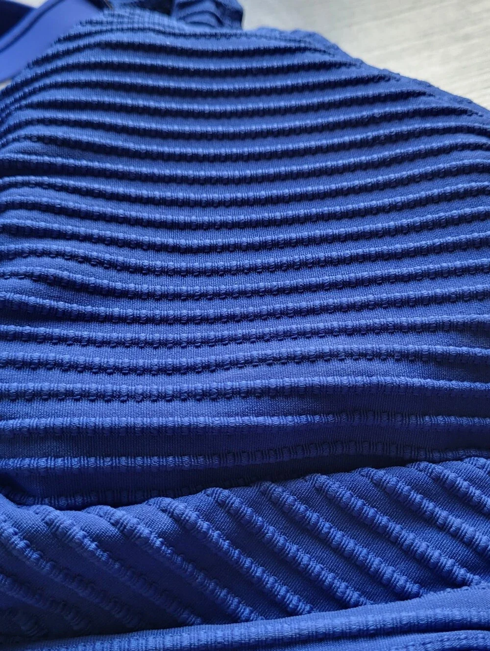 Two Piece Bikini Set Swimsuit Top & Bottom Size M NWOT Blue Textured High Waist